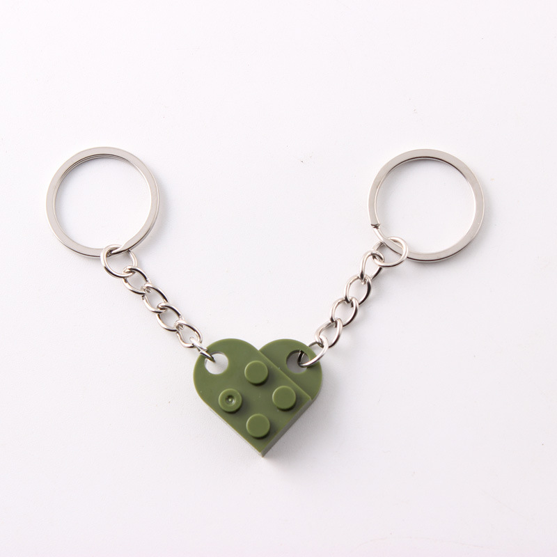 Dos en uno bloques de construcción de amor llavero pareja desmontable llavero amistad afecto en forma de corazón Qixi pequeño regalo