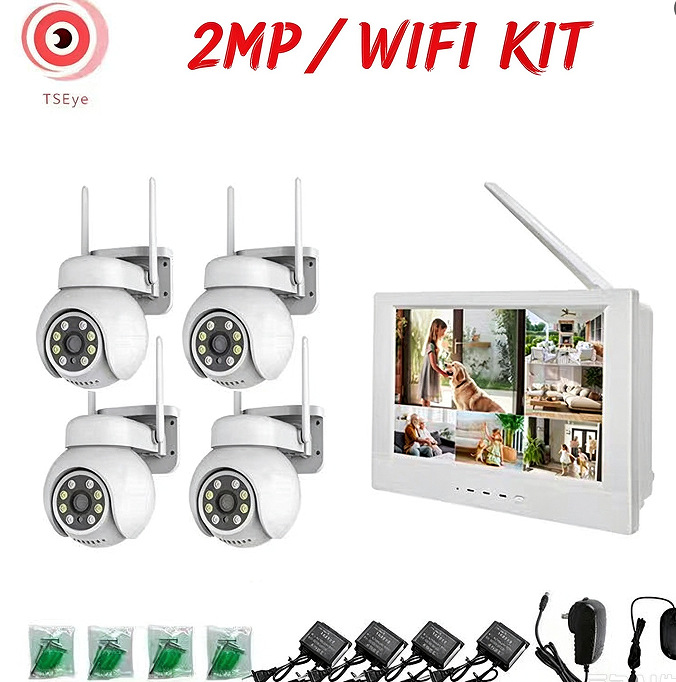 2 milyon piksel 4 yönlü kablosuz WIFI PTZ, ekran seti ile iki yönlü sesli güvenlik kamera kiti