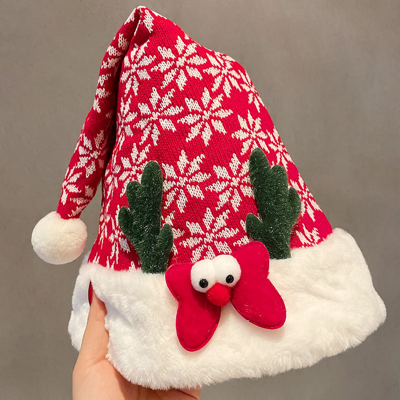 Cappello di Natale Cappello di Babbo Natale carino Bambini Cappello di Babbo Natale adulto Vestito per le feste Regalo per le feste Cappello di pupazzo di neve di peluche_voghion.com