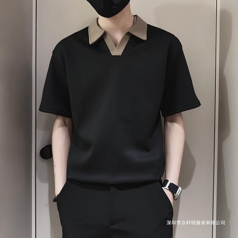 Summer Men's Short-Sleeve Polo Shirt, Korean Style Trendy Slim Fit, Stylish and Versatile, High Appearance Value, Lightweight Summer Men's Short-Sleeve Polo Shirt, Korean Style Trendy Slim Fit, Stylish and Versatile, High Appearance Value, Lightweight