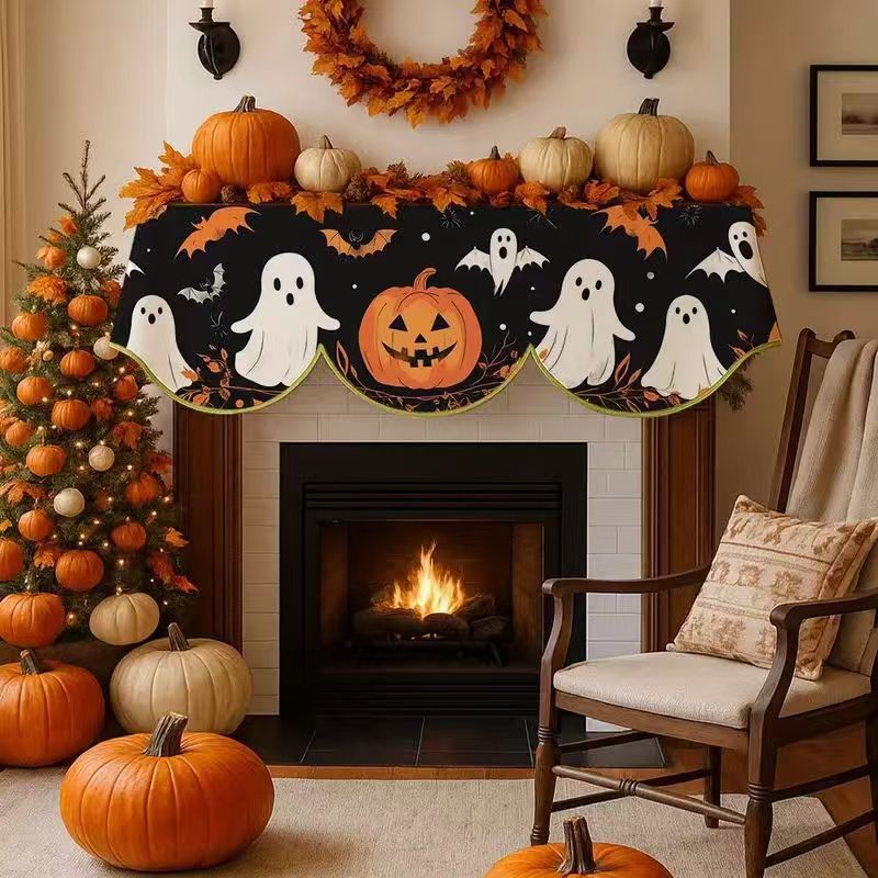 Transfronterizos para Halloween noche fiesta calabaza tabla bandeja hogar chimenea tabla decoración de tela