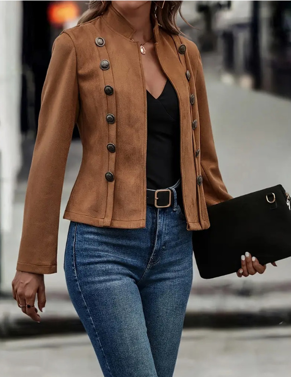 Women's Retro Double-breasted Velvet Jacket For Elegant Autumn_voghion.com