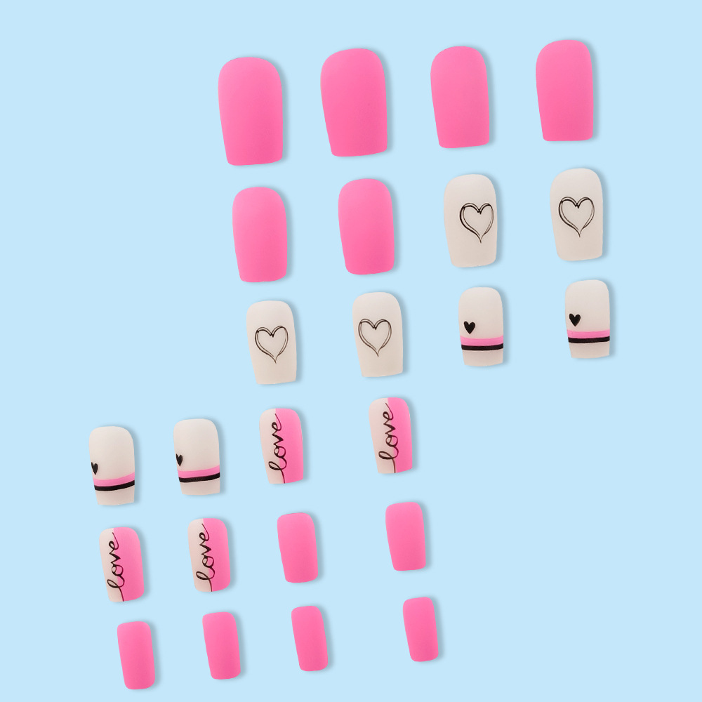 Venta caliente transfronteriza niña Barbie manicura en polvo dulce amor uñas de vestir 24 piezas parche de uñas terminado