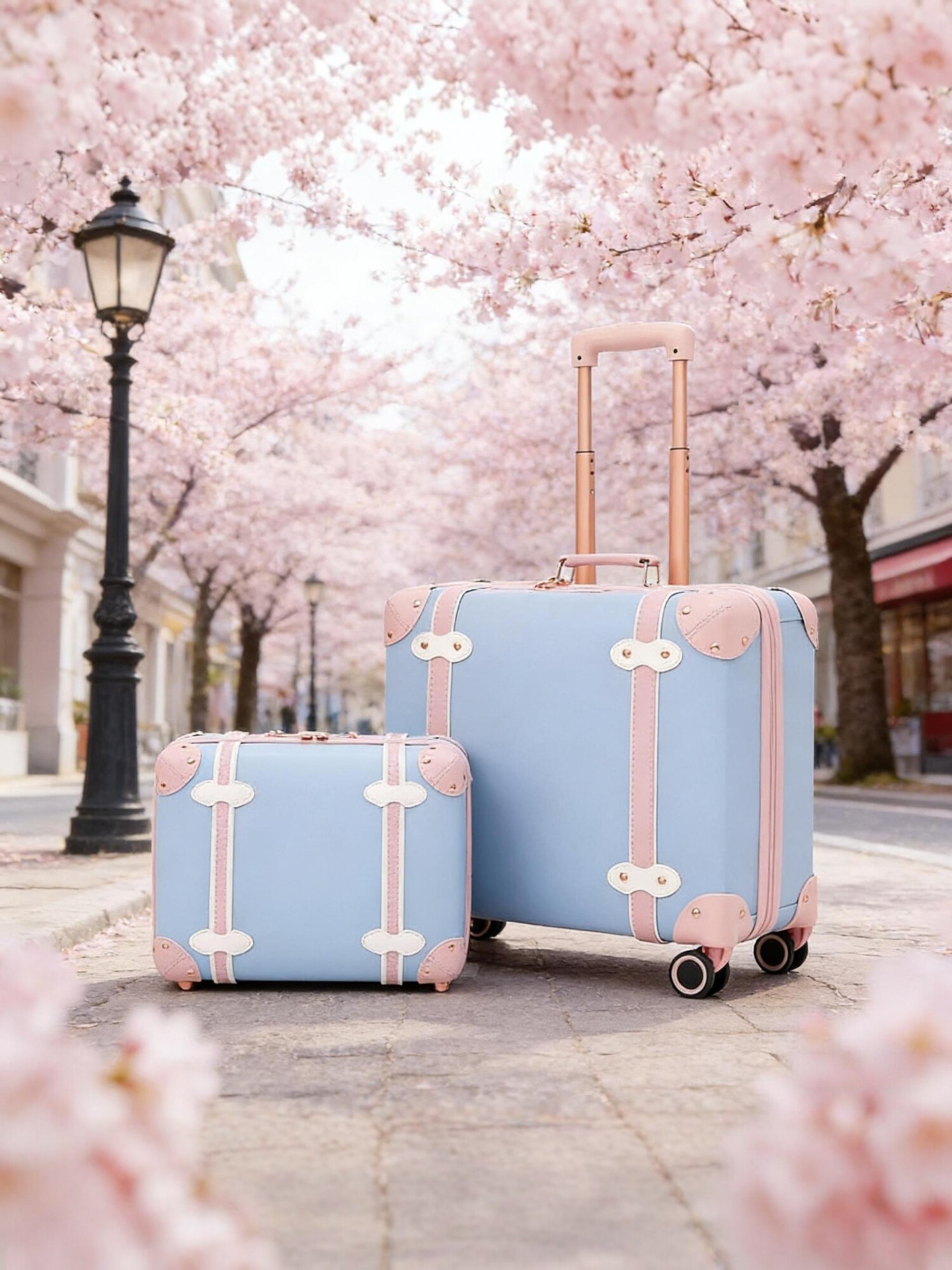 Vali nhựa PC 20 inch phối màu xanh pastel nhẹ nhàng cho nữ — màu xanh nhạt