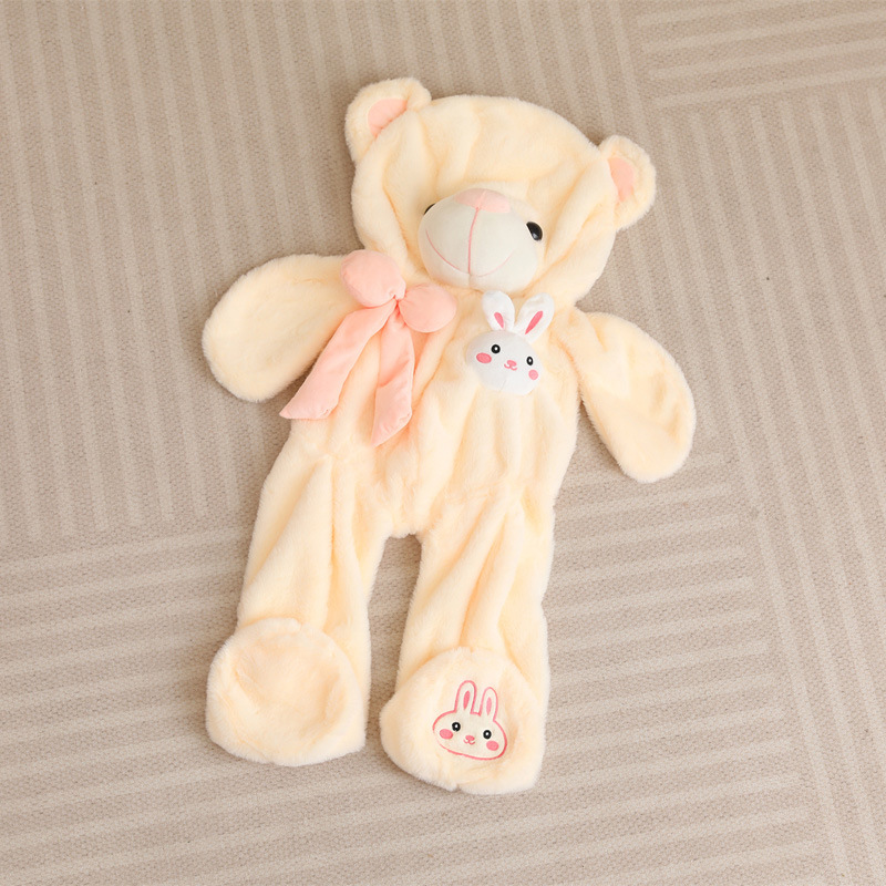 Bowknot oso de peluche muñeca de cuero cáscara de peluche semiacabado muñeca de oso de abrazo funda de cuero muñeca de trapo semiacabado