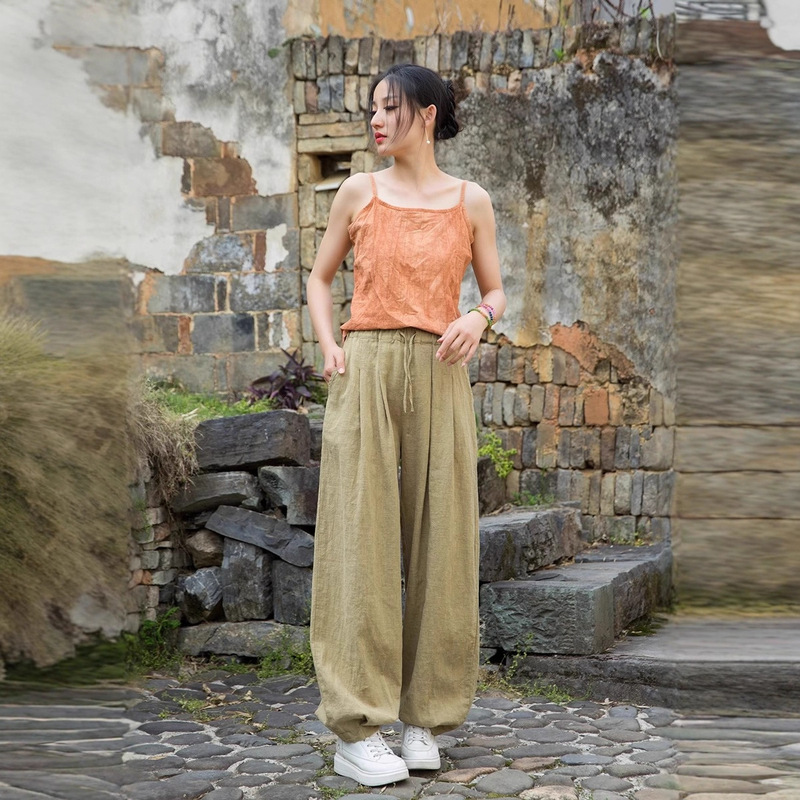 Cotton and Linen Long Pants Vintage Casual Loose Versatile Cuffed Pants Cotton and Linen Pants Women Summer Slimming Relaxed Lantern Pants Cotton and Linen Long Pants Vintage Casual Loose Versatile Cuffed Pants Cotton and Linen Pants Women Summer Slimming Relaxed Lantern Pants