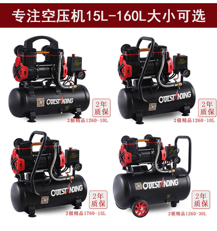 New Air Compressor Small Air Compressor Oil-Free Silent Woodworking 220V Spray Paint Air Pump Electric