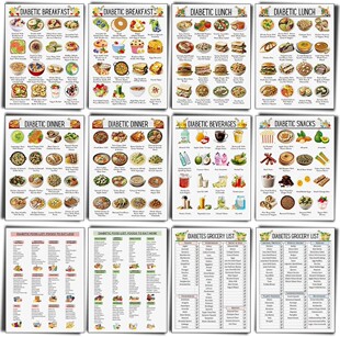 �羳12 Pcs Diabetes Food List Diabetes Meal Chart Informatio