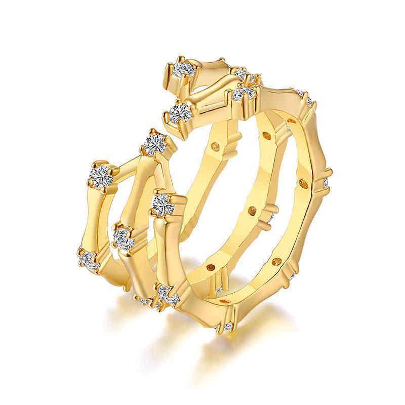 Fashion Geometric Copper Plating Zircon Open Ring