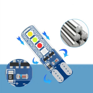 Car Led Silicone T10 Crystal Lamp 4-Color Running Water Flash 3030 8Smd Driving Width Lamp License Plate Light