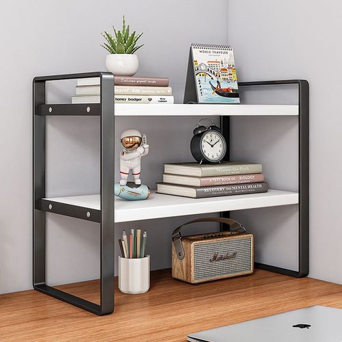 Desk storage rack desktop multi-layer organizer simple office desk small shelf iron student bookshelf