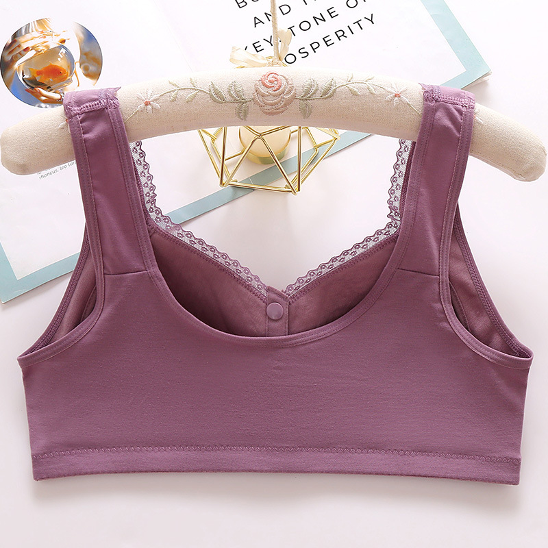 Nueva hebilla frontal de gama alta de las mujeres delgadas de algodón suave inalámbrico ancho hombro Correa chaleco más tamaño sujetador de mediana edad y ancianos ropa interior de las mujeres