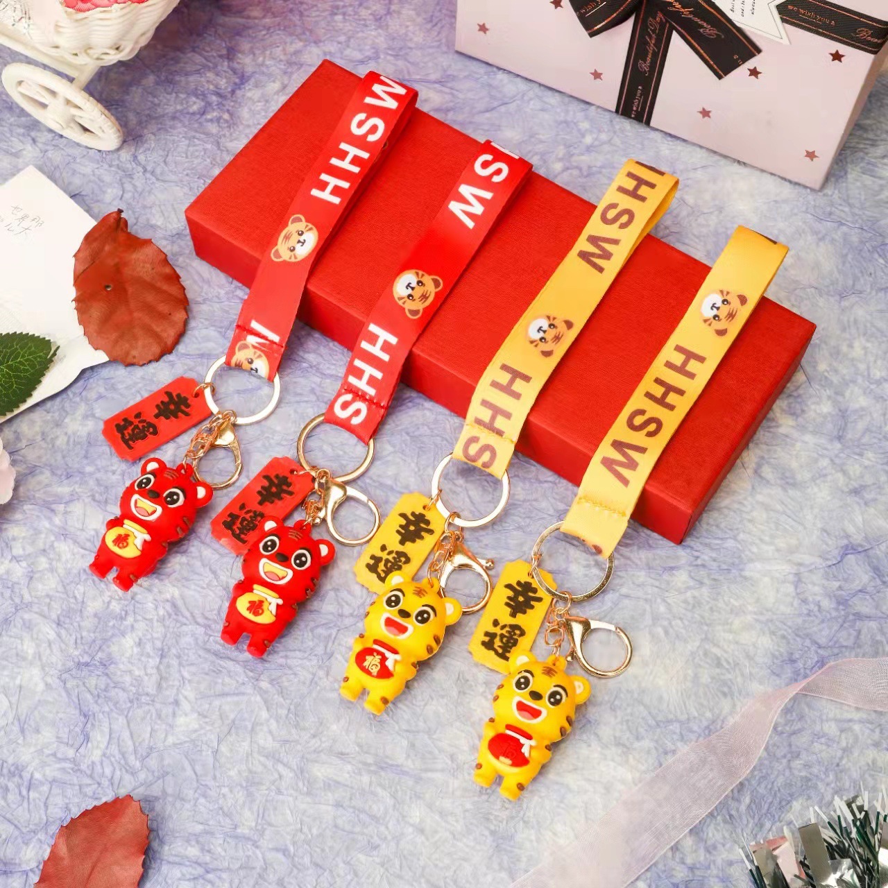 Año Nuevo de Tigre llavero de acero inoxidable a granel lindo de dibujos animados creativo Tigre llavero colgante