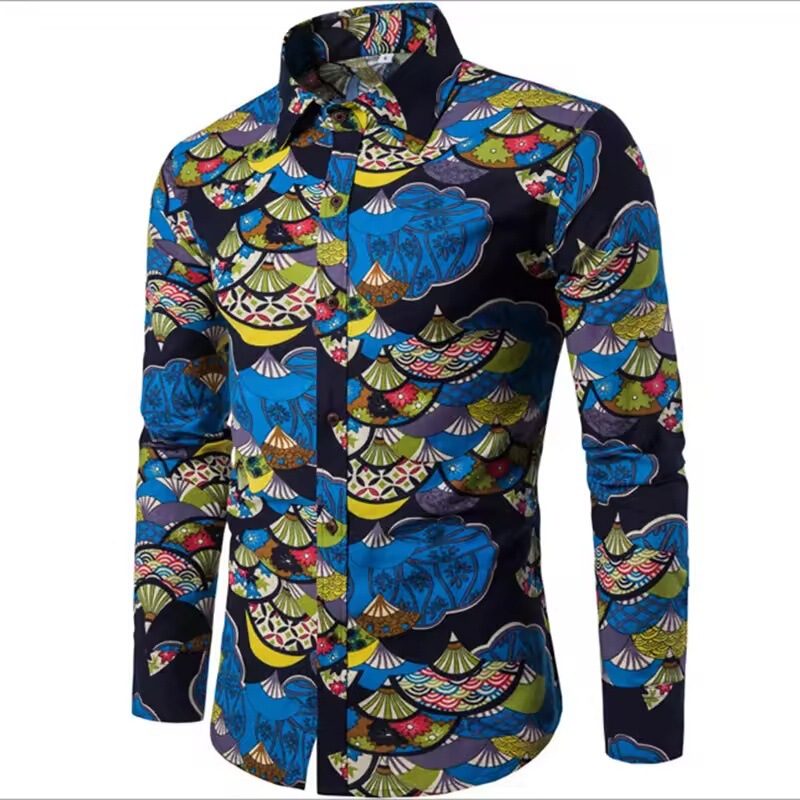 2025 Men's Shirt 3D Printing Baroque Long Sleeve Shirt Lapel Clothes Men's Clothing 2025 Men's Shirt 3D Printing Baroque Long Sleeve Shirt Lapel Clothes Men's Clothing