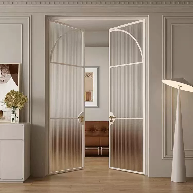 French vintage wrought-iron door with glass, ultra-narrow double-leaf door for balcony, study, interior double-door, iron gate for courtyard