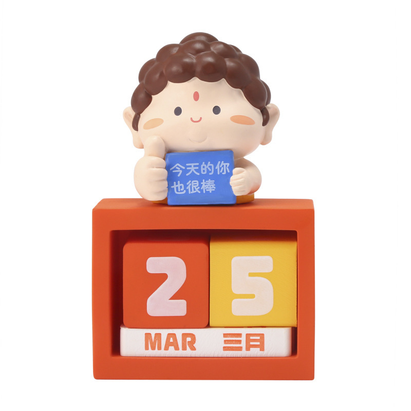 小佛祖日历摆件 创意设计桌面挂历日历装饰卡通萌趣佛祖摆件批发|undefined