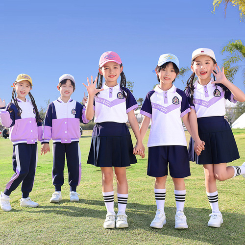 Children's British Style Baseball Uniform Set First Grade Class Uniform School Uniform Small and Medium Size Spring and Summer New Arrival Kindergarten Uniform