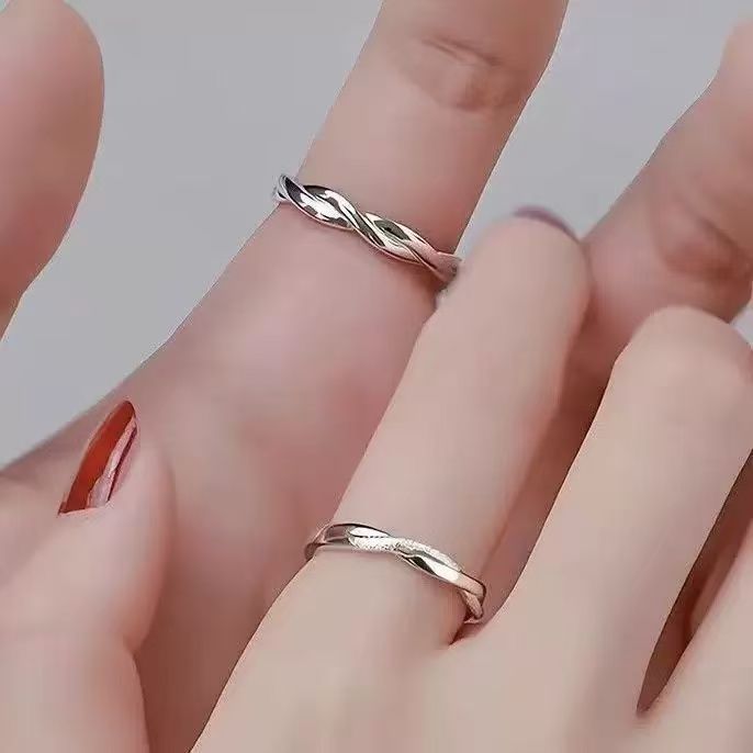 メビウスの輪 カップルリング 女性用 ニッチ巻きリング メンズ バレンタインデー ギフト ガールフレンド用|undefined