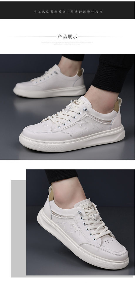 Giày lười nam da bò lớp đầu, sneaker casual da thật dễ phối đồ, gót thấp 1–3 cm — Màu trắng, màu đen chi tiết 16