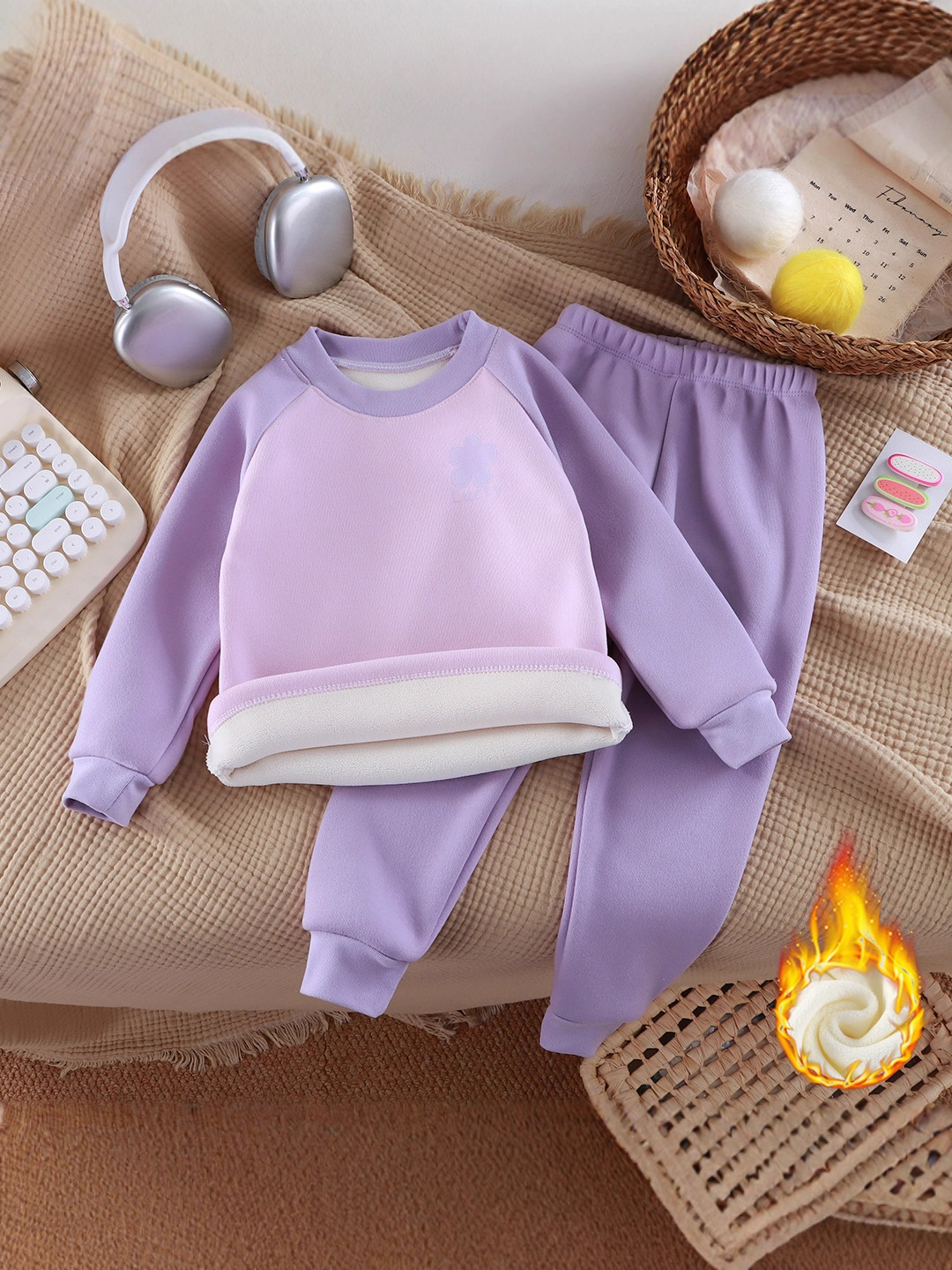Nuevo conjunto de terciopelo para niños otoño y invierno grueso ropa interior caliente para niños y niñas enchufado manga de hombro para bebés de dos piezas