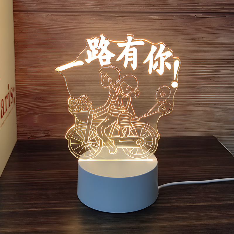 Venta al por mayor luz nocturna 3D USB niños dibujos animados regalo de Navidad lámpara de mesa pequeña atmósfera transfronteriza fijo logotipo acrílico