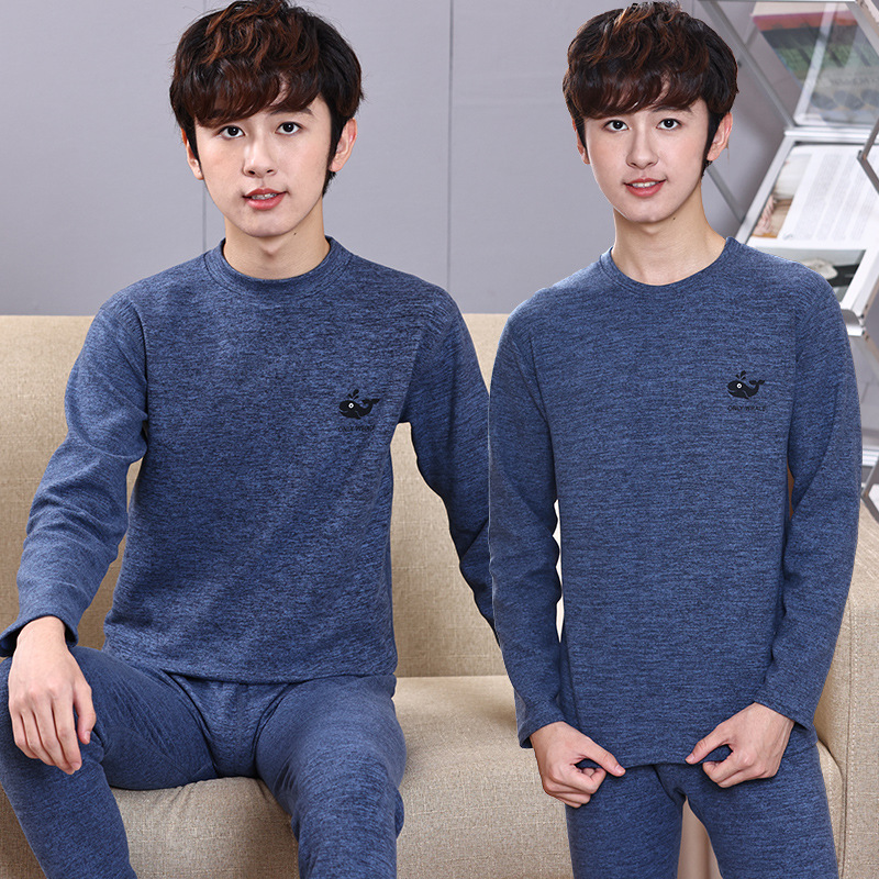 Spot 2022 Korean version of fleece thermal underwear in large children's milk cashmere AB surface solid color Children's Home clothing set