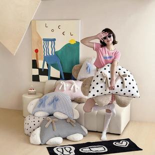 Soft Cute Big Pillow Heterosexual Turtle Ornaments Pillow Bow Girl Heart Sofa Bedroom Cushion Cream Style