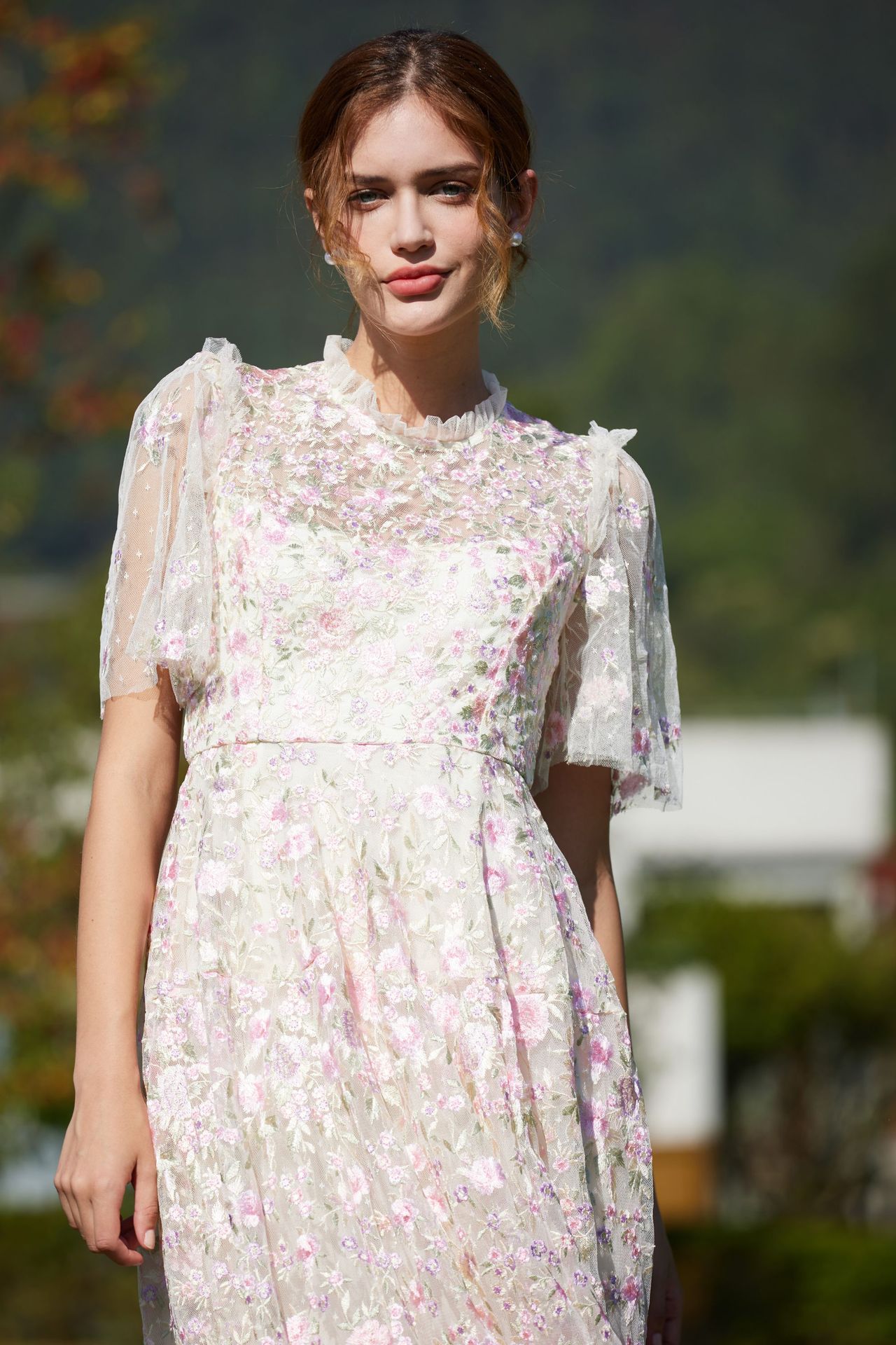 New Chinese-style Cheongsam Sweet And Elegant, Slimming, Floral Mesh Bridesmaid Dress, Party Dress_ecoleips.com
