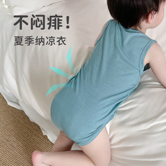嬰兒衣服包屁衣夏季薄款新生寶寶莫代爾無骨無袖背心三角哈衣代發