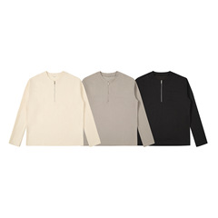Rdtメンズ | half zip long sleeve小衆アメリカ式半ファスナーワッフル純色長袖男薄