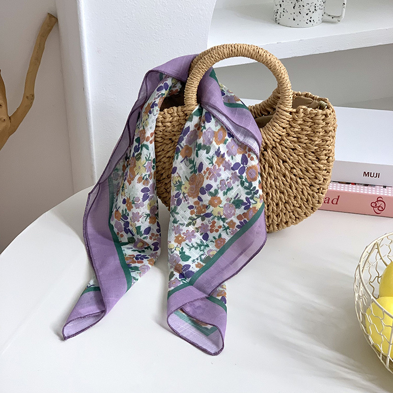 Cintas para el cabello, nueva impresión de letras coreanas, bufandas de seda, decoración profesional para mujeres, bufandas con bufandas cuadradas