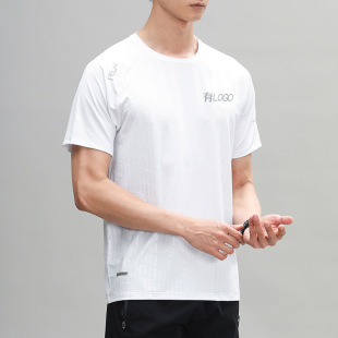 Wholesale Quick-drying Short-sleeved Men's Summer Breathable Ice Silk Elastic Mesh T-shirt Trendy Sports Fitness Leisure T-shirt plus size