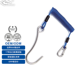 Factory Direct Supply Camera Colorful Safety Spring Rope Stainless Steel 304316 Telescopic Spring Stainless Steel Diving Flow Hook