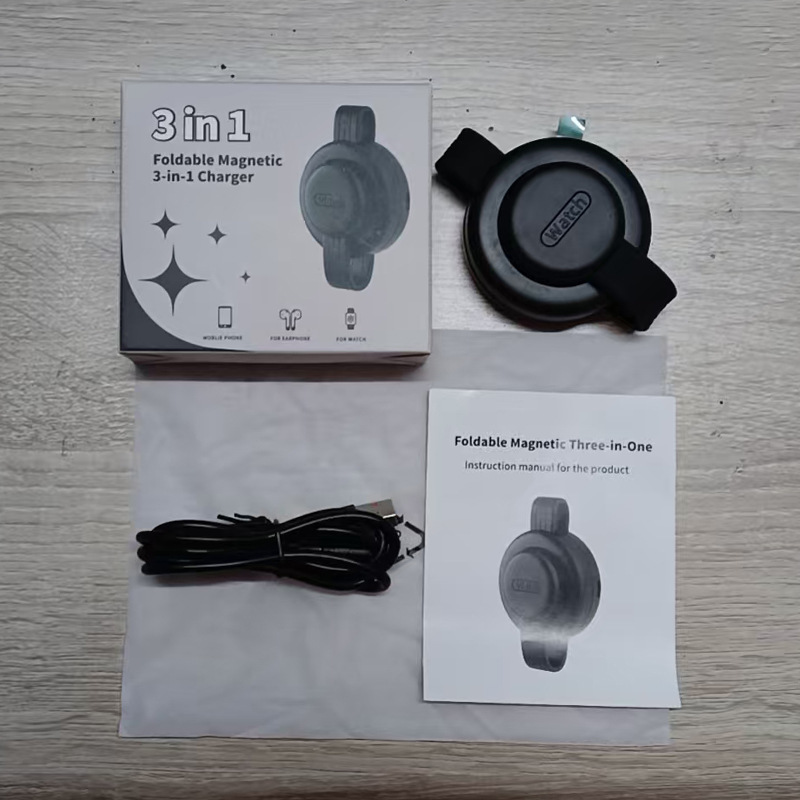Nuevo mini cargador inalámbrico plegable 3 - en - 1 para teléfonos Apple, relojes, auriculares, carga rápida inalámbrica