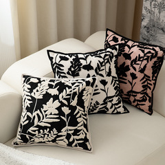 沙發抱枕高級感客廳輕奢靠枕床頭繡花飄窗裝飾枕頭套國風黑白家用