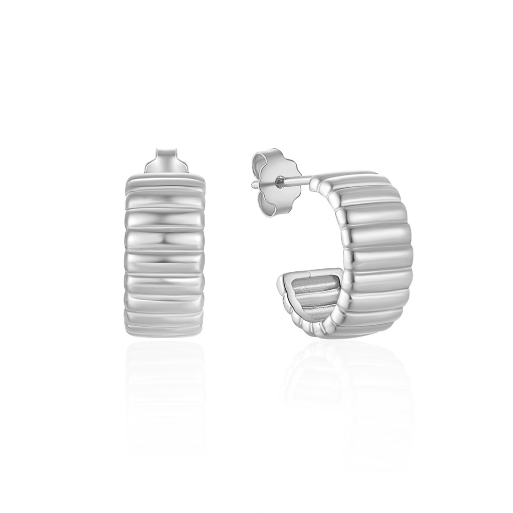 925 Sterling Silver Material Geometric, Solid Color Pattern 1 Pair 925 Sterling Silver Geometric Solid Color Ear Studs