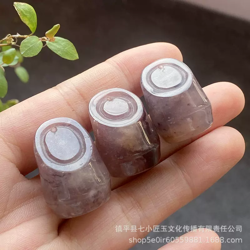 天然金丝玉紫罗兰竹节印章吊坠挂件 手工DIY玉石饰品配件玉坠批发