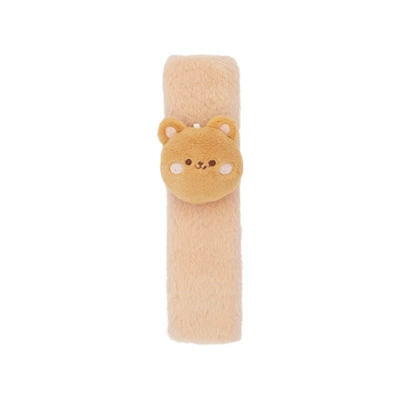Cute Bear and Rabbit Plush Seat belt shoulder pad - rabbit-fur-shoulder-pads-milk-tea-color-with-cloud-bear