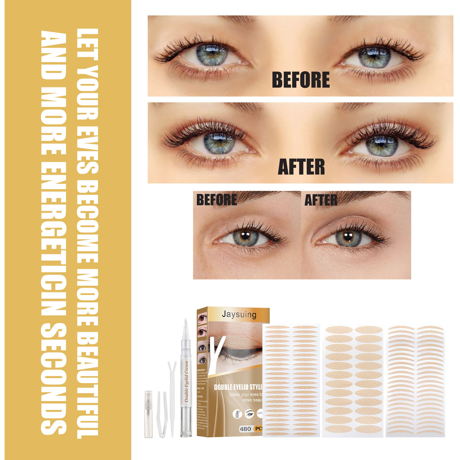 Jaysuing Setting Cream Non adhesive Double eyelid Natural Traceless Invisible Eye Beauty Patch_voghion.com