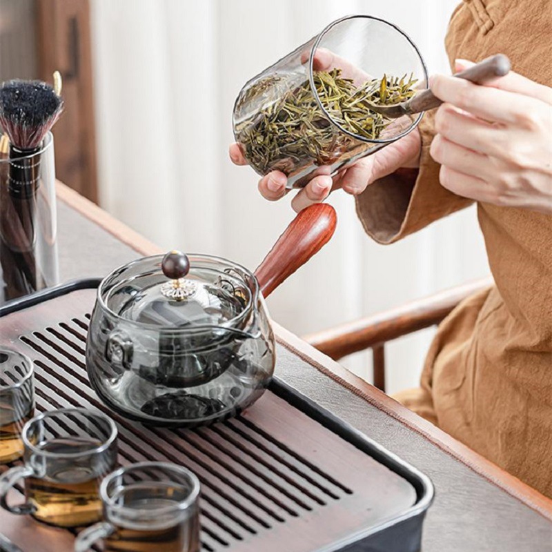 360 grados de rotación caliente resistente al calor de ocio olla ahumado vidrio borosilicato gris ocio té fabricante engrosada a prueba de explosiones