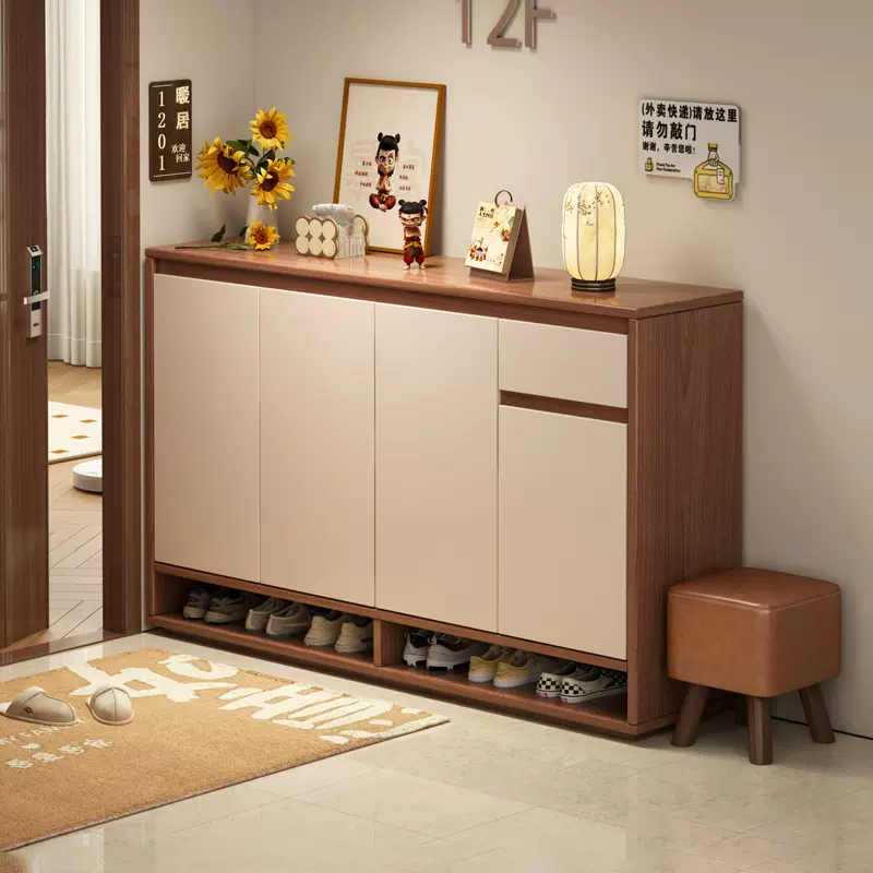 新中式鞋柜家用门口柜子2025新款多层入户室内靠墙一体收纳柜鞋架