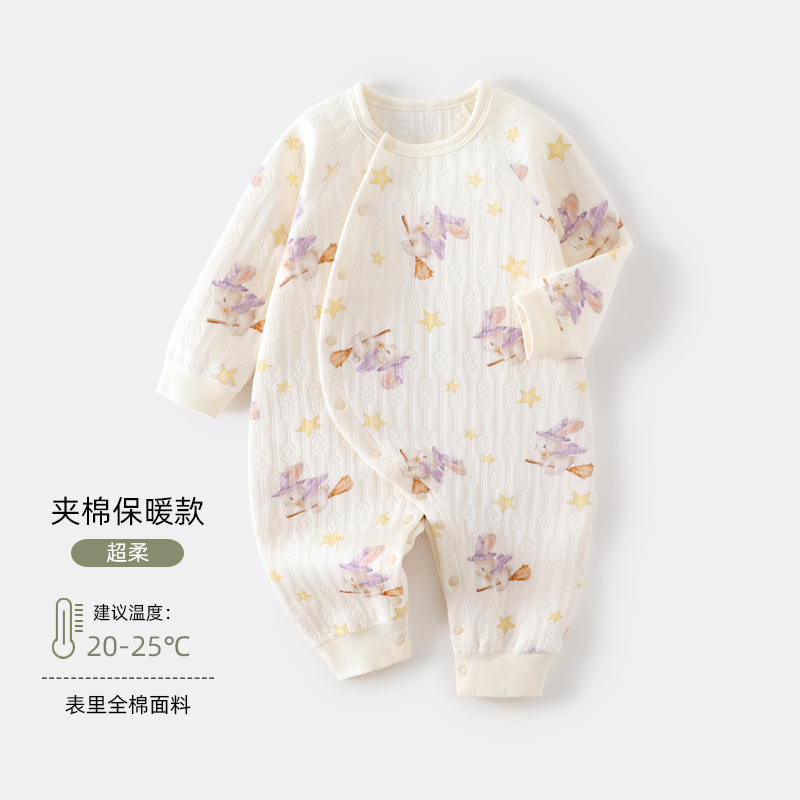 婴儿连体衣秋冬款打底宝宝爬服无骨新生儿连体衣夹棉保暖婴儿衣服|undefined