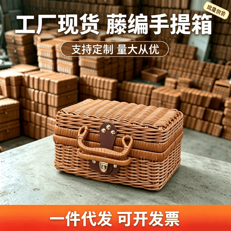 Retro Rattan Box Wedding Souvenir Gift Packaging Rattan Box Christmas Storage Imitation Rattan Suitcase Rattan Gift Box Retro Rattan Box Wedding Souvenir Gift Packaging Rattan Box Christmas Storage Imitation Rattan Suitcase Rattan Gift Box