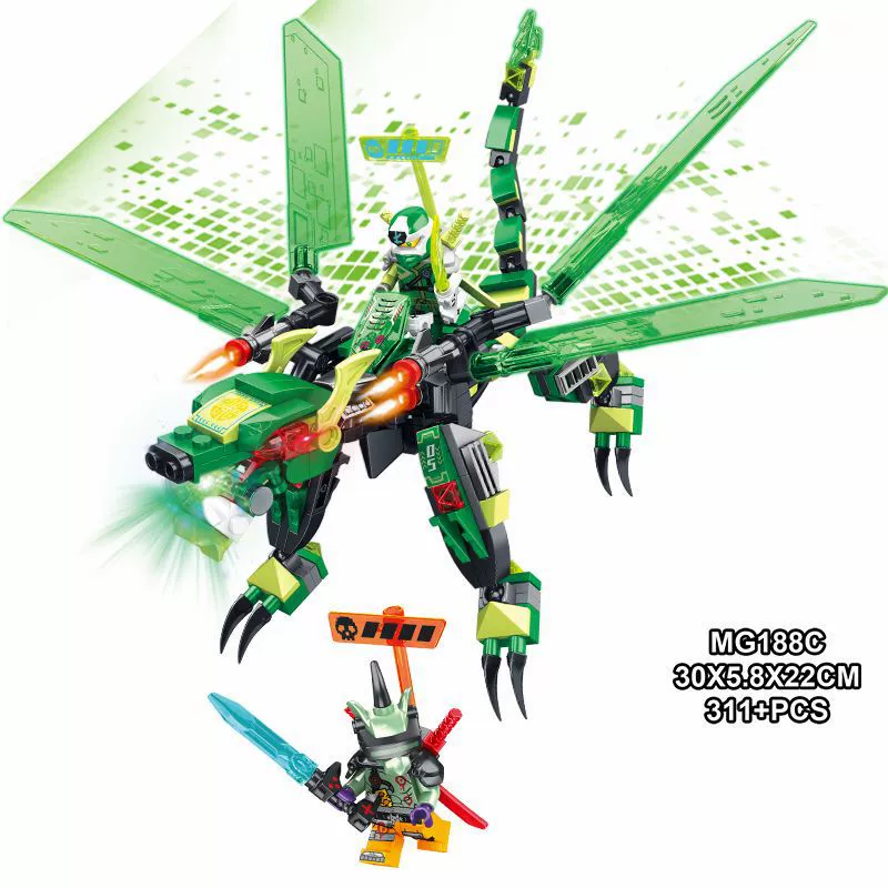 Toy for boys, plastic dragon battle, constructor, small particles