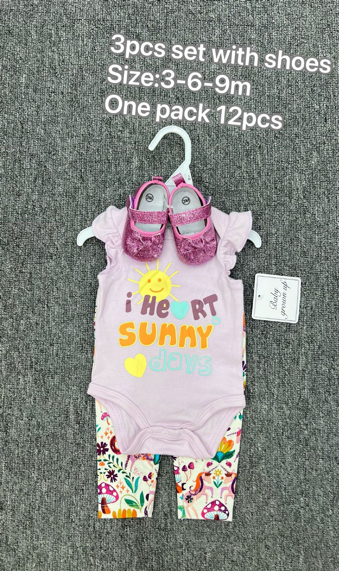 Comercio exterior bolsas de bebés recién nacidos de verano mangas cortas tres piezas con zapatos 3 piezas ropa de bebé al por mayor image 17