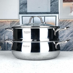 Zhuo Deming Expansive Soup Pot 18/10 Composite Steel Low Side Pot Hot Pot Multi-use Steamer 26-28-30cm