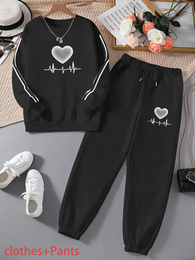 Conjunto de sudadera con capucha y jogger mujer estampado floral_voghion.com