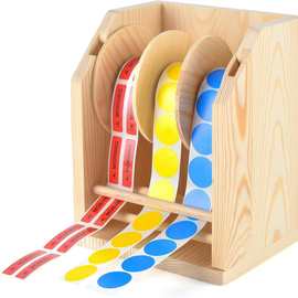 木质标签支架桌面立式打印机标签纸转动架可调节卷装条码机标签架