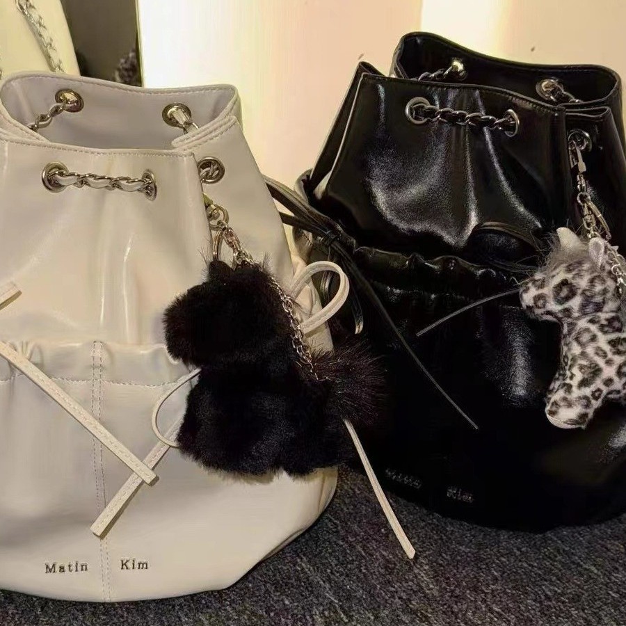 Korean Niche Matin Bow Chain Backpack Sweet Cool Style Handbag for Women MK Bag - Thumbnail 4