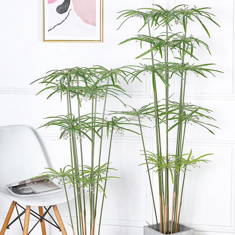 Simulación avanzada viento hierba agua olla de bambú piso grande sala de estar verde planta decoración Oficina planta biónica